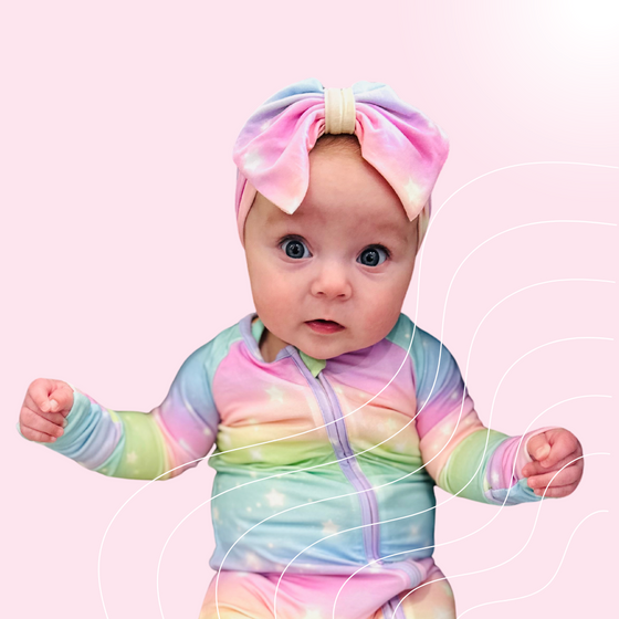 Rainbow Ombre with Stars Headband/Bow