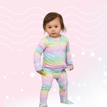  Rainbow Ombre with Stars - 2 Way Zip Long Sleeve Romper/Onesie