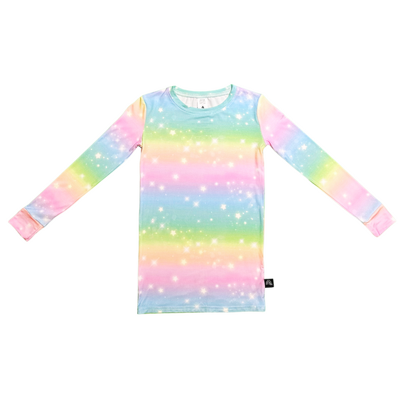 Two-Piece Long Sleeve Set - Rainbow Ombre with Stars