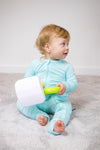 Baby Blue Block - 2 Way Zip Long Sleeve Romper/Onesie