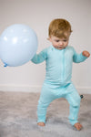 Baby Blue Block - 2 Way Zip Long Sleeve Romper/Onesie